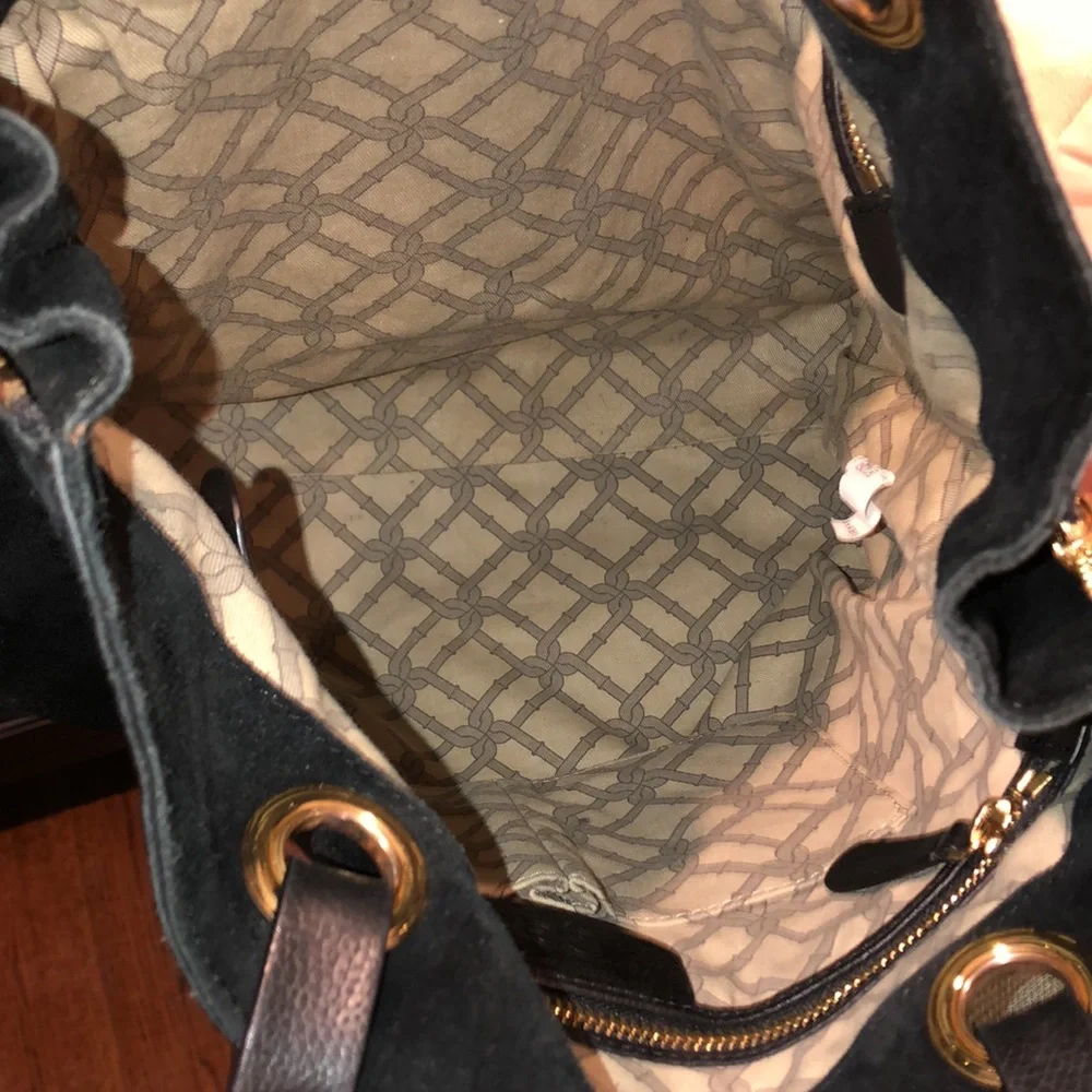 UGG Black Suede Tote Leather Shoulder Bag
